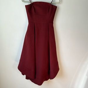 C/MEO Collection deep red strapless dress
